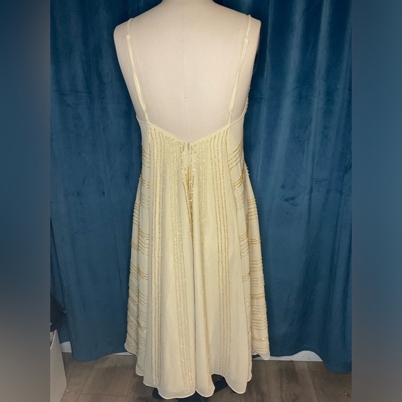 ASOS Ivory Sequined Beaded Backless Cami Midi Dress Size 8 - Picture 4 of 10